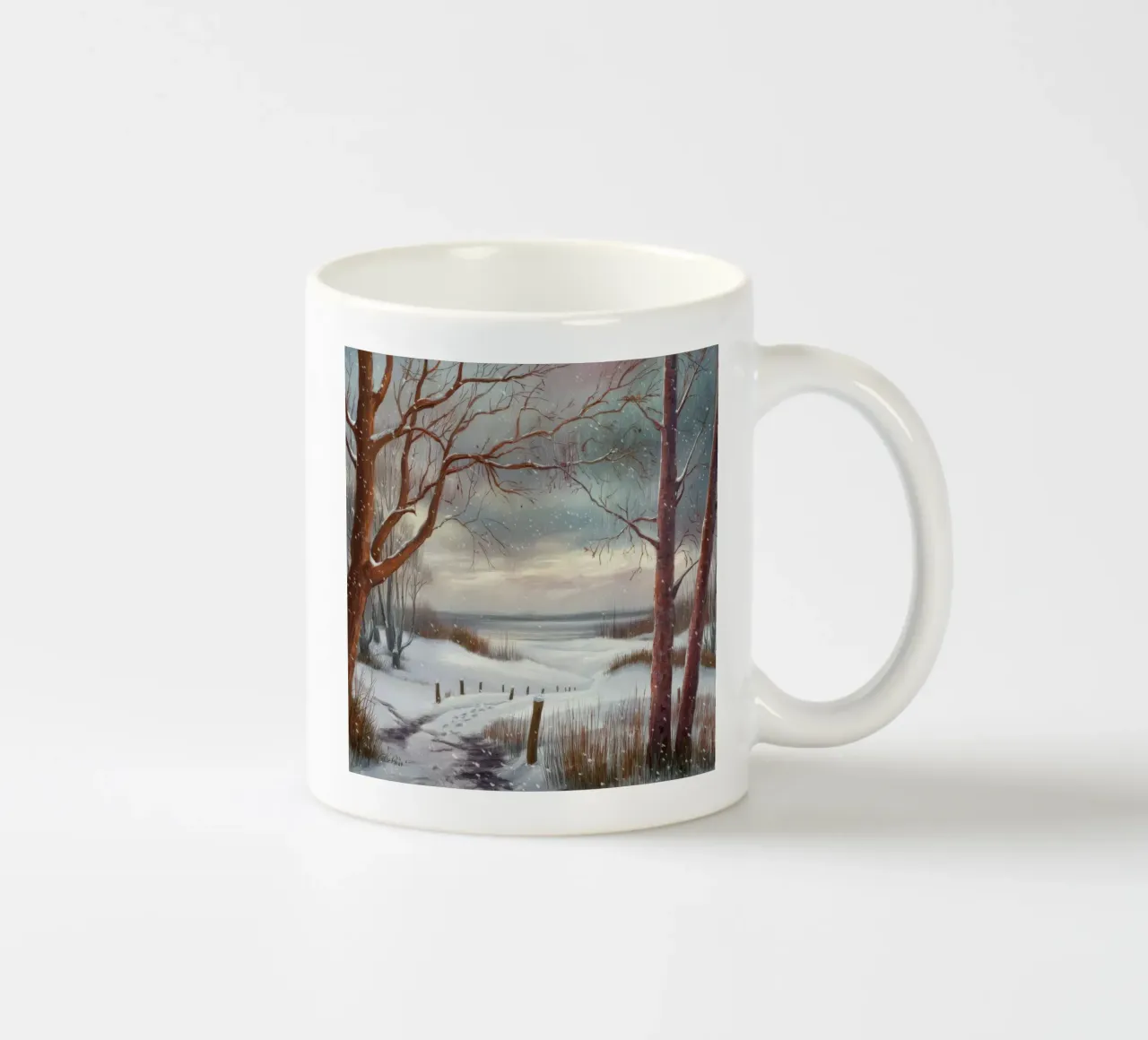 Sentiero della neve silenziosa tazza in ceramica da Obisidian Brush