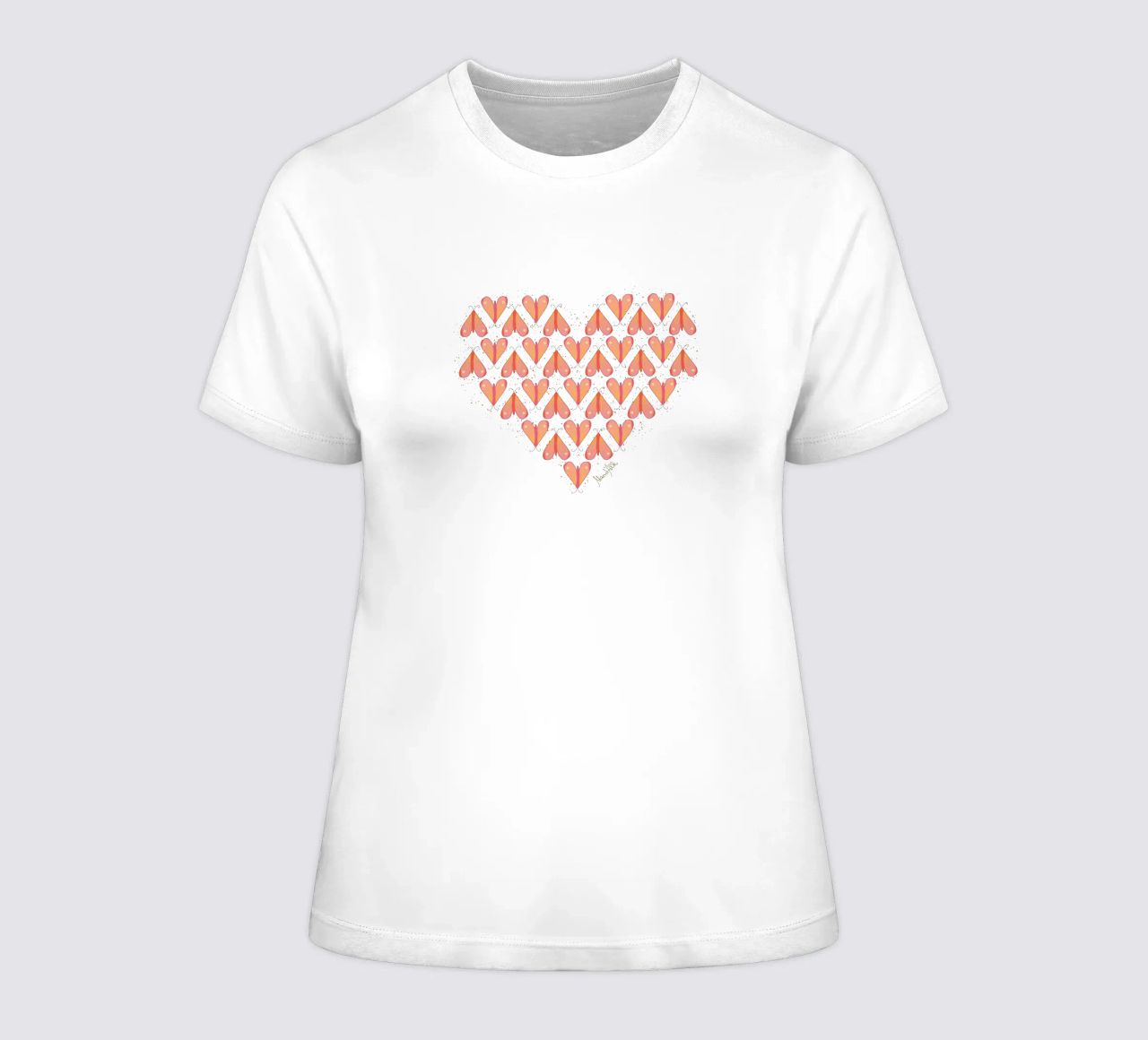 Infinite moth (orange & pink) dames t-shirt getailleerd van Mandalla Pattern
