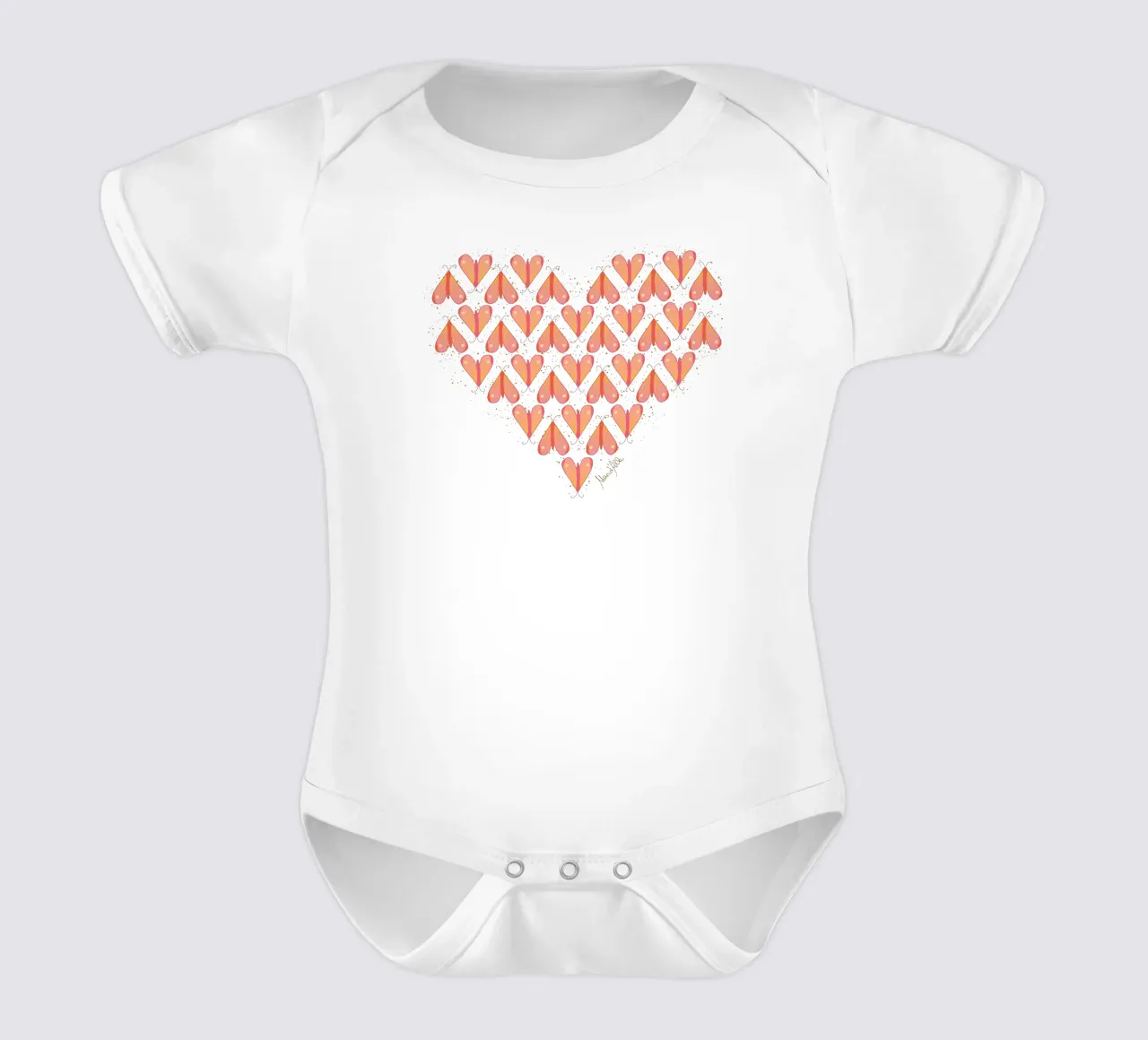 Infinite moth (orange & pink) short-sleeve baby romper by Mandalla Pattern