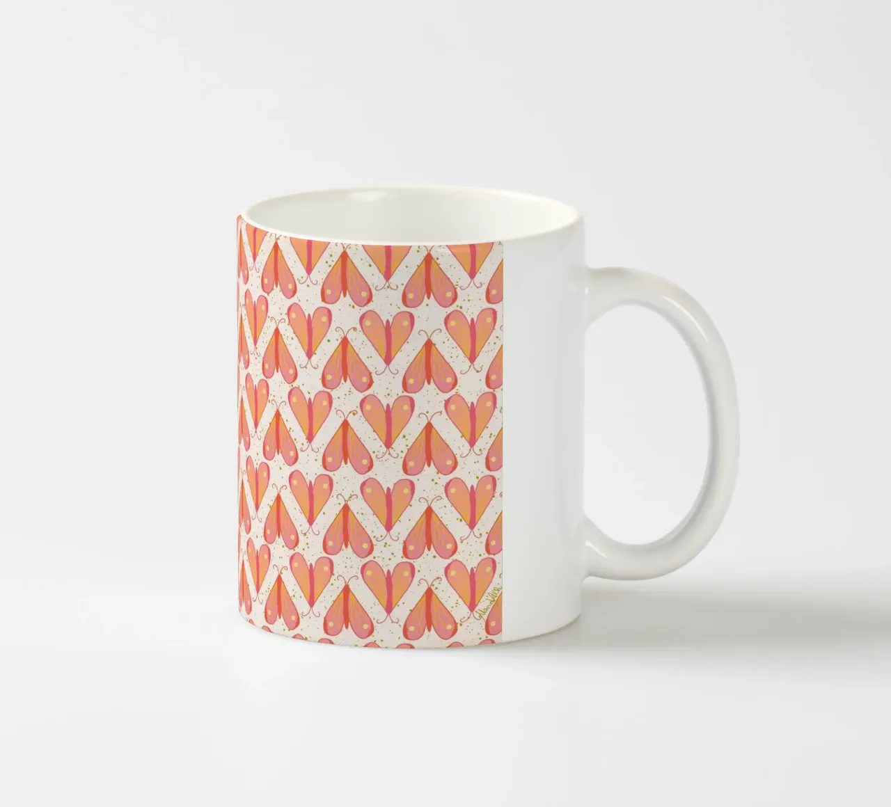 Infinite moth (orange & pink) tazza in ceramica da Mandalla Pattern