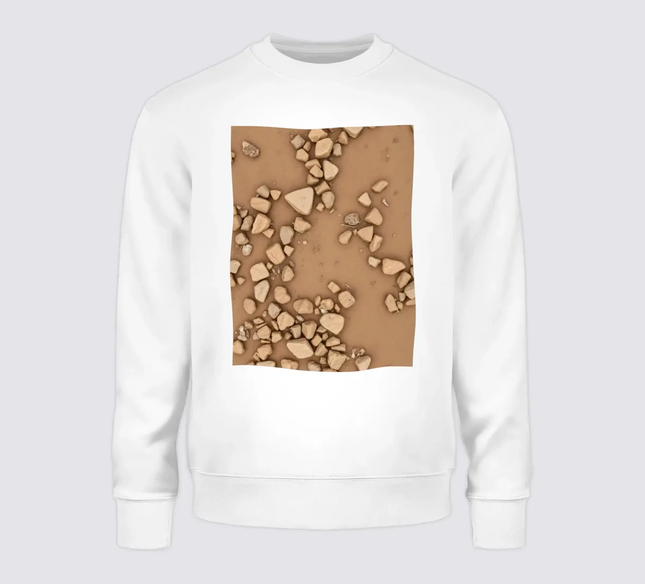 Disposizione naturale di piccole pietre sparse su un fondo marrone felpa da DesignDoodle