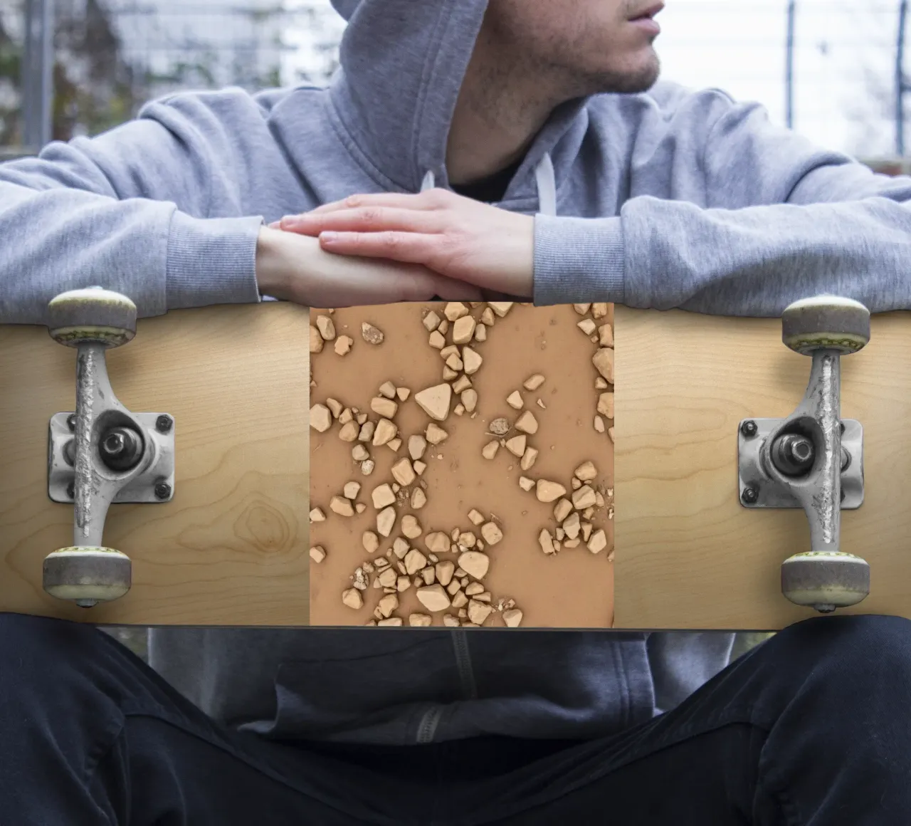 Natürliche Anordnung von kleinen Steinen, verstreut über braune Sticker von DesignDoodle