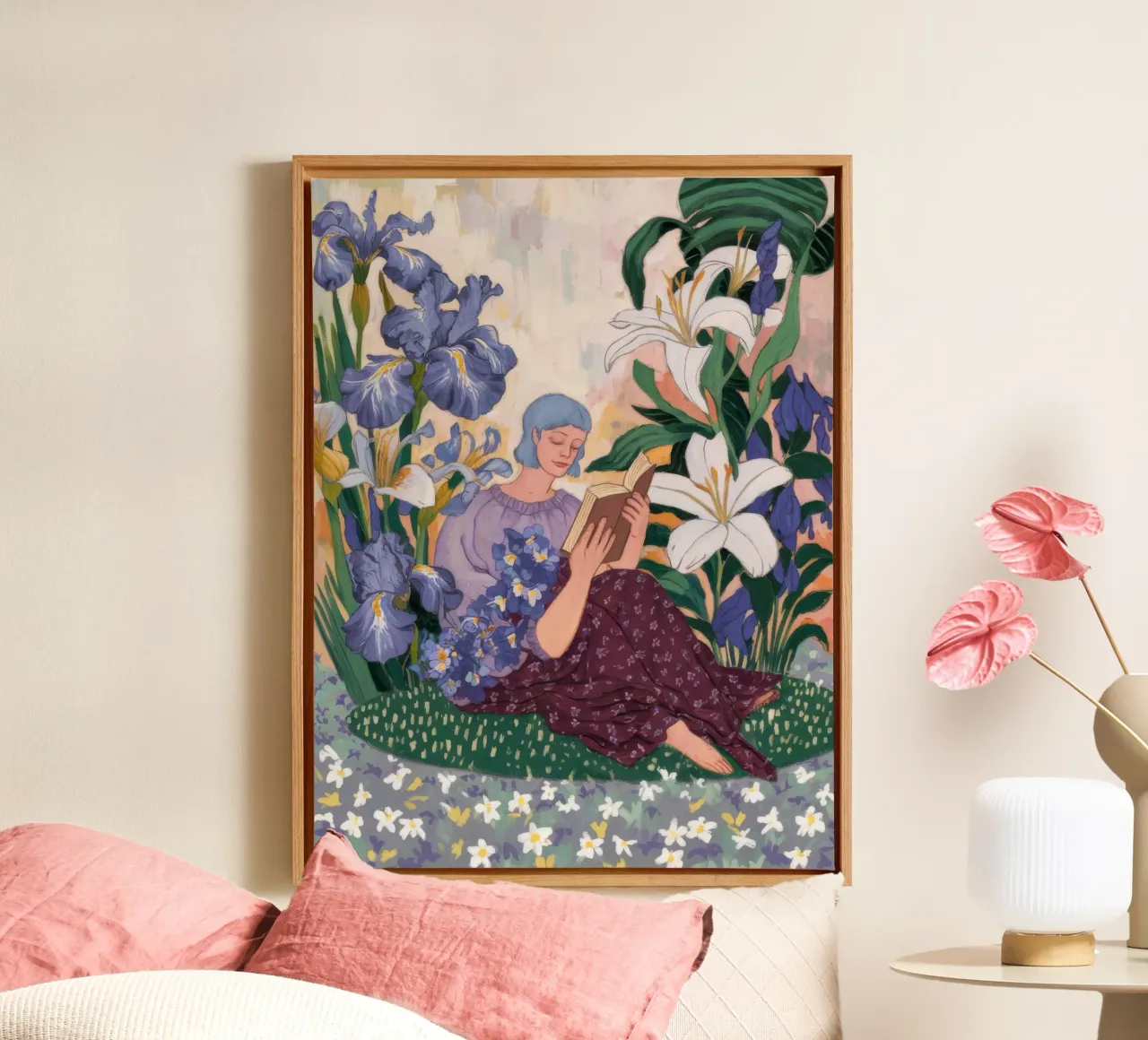 Muse du jardin et de la lecture toile avec Caisse américaine de Obisidian Brush