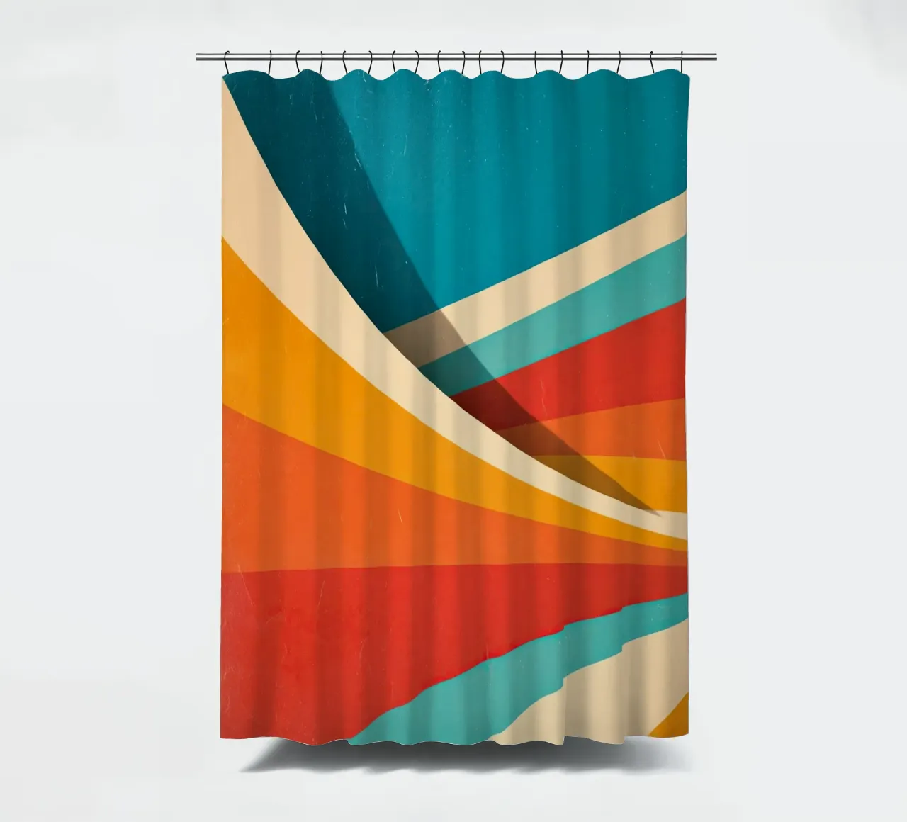 Retro vibes | Abstract 70s stripe motif shower curtain by Autofocus