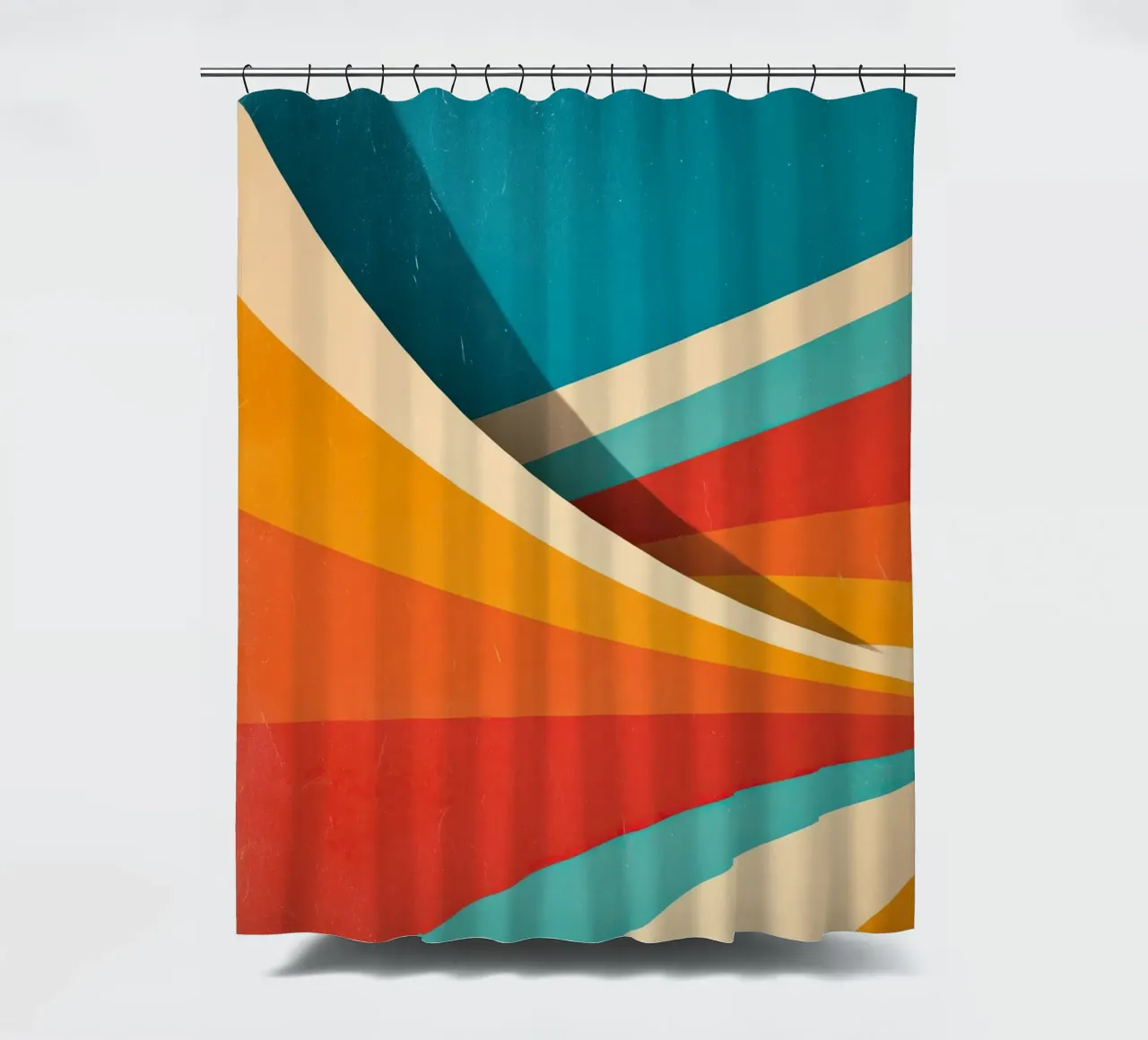 Retro vibes | Abstract 70s stripe motif shower curtain by Autofocus