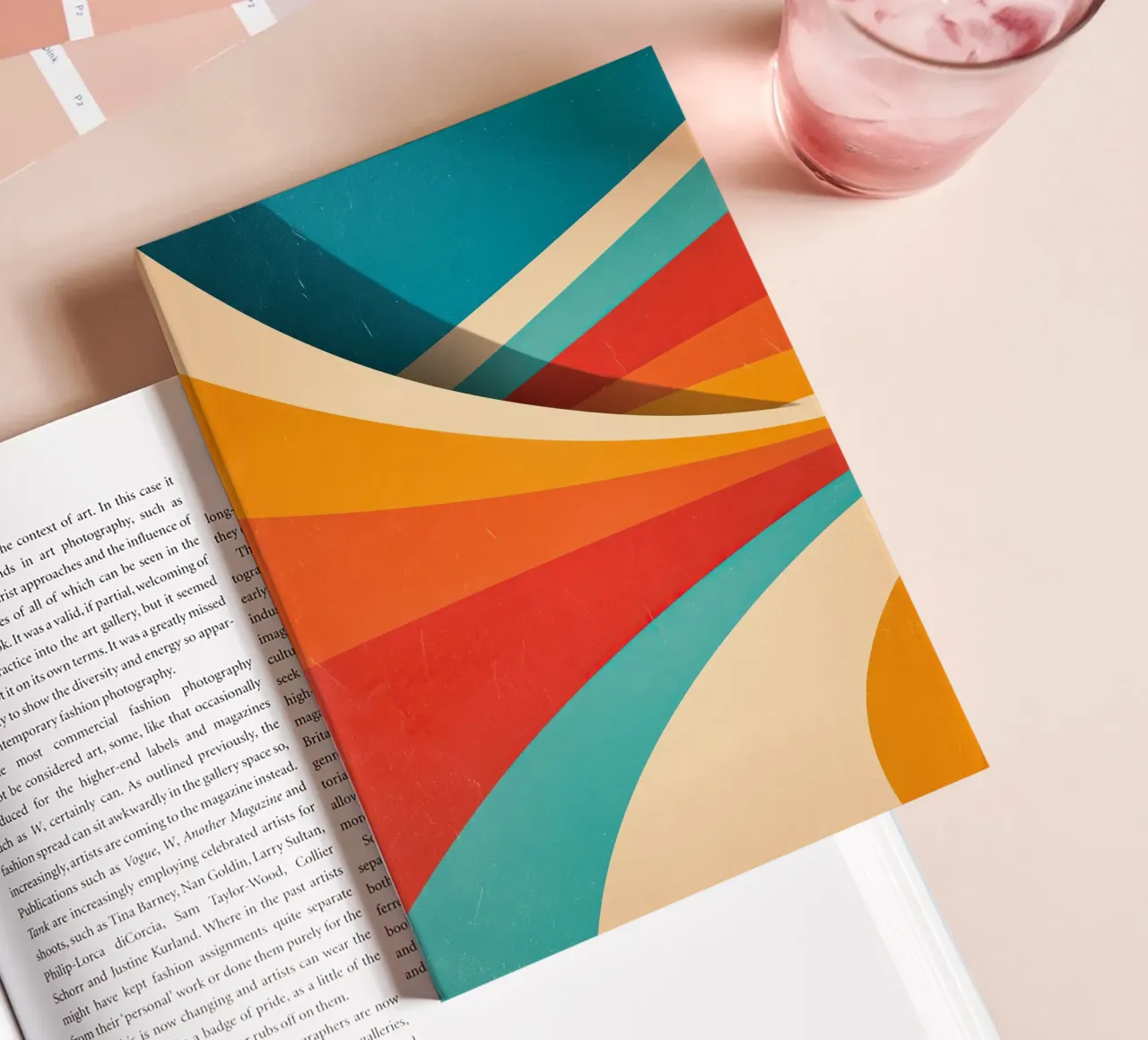 Retro vibes | Abstract 70s stripe motif notebook by Autofocus