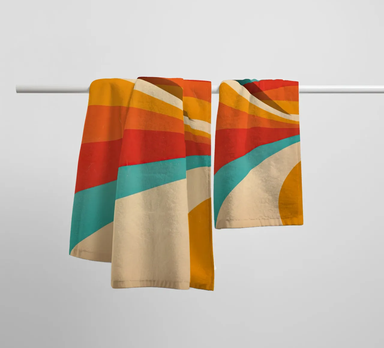 Retro-Vibes | Motif abstrait à rayures des années 70 serviette de bain de Autofocus