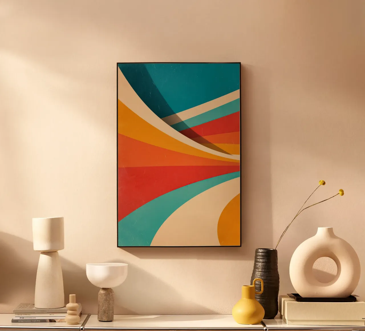 Retro vibes | Abstract 70s stripe motif alu-dibond by Autofocus
