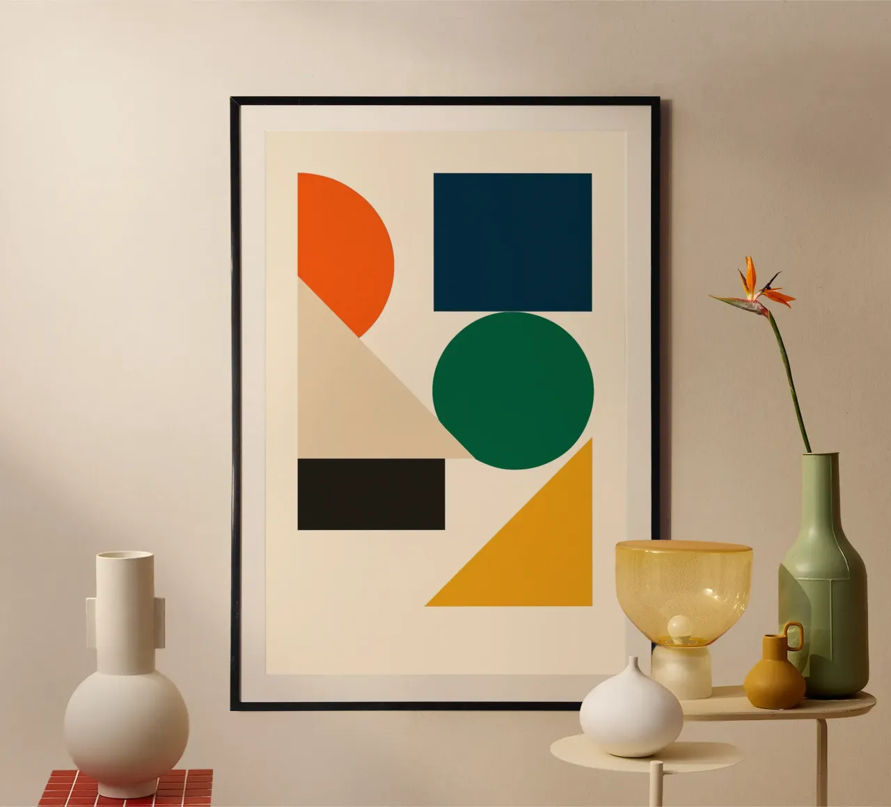 Shapes No.2 - Bauhausstil poster with aluminum frame by Studio M