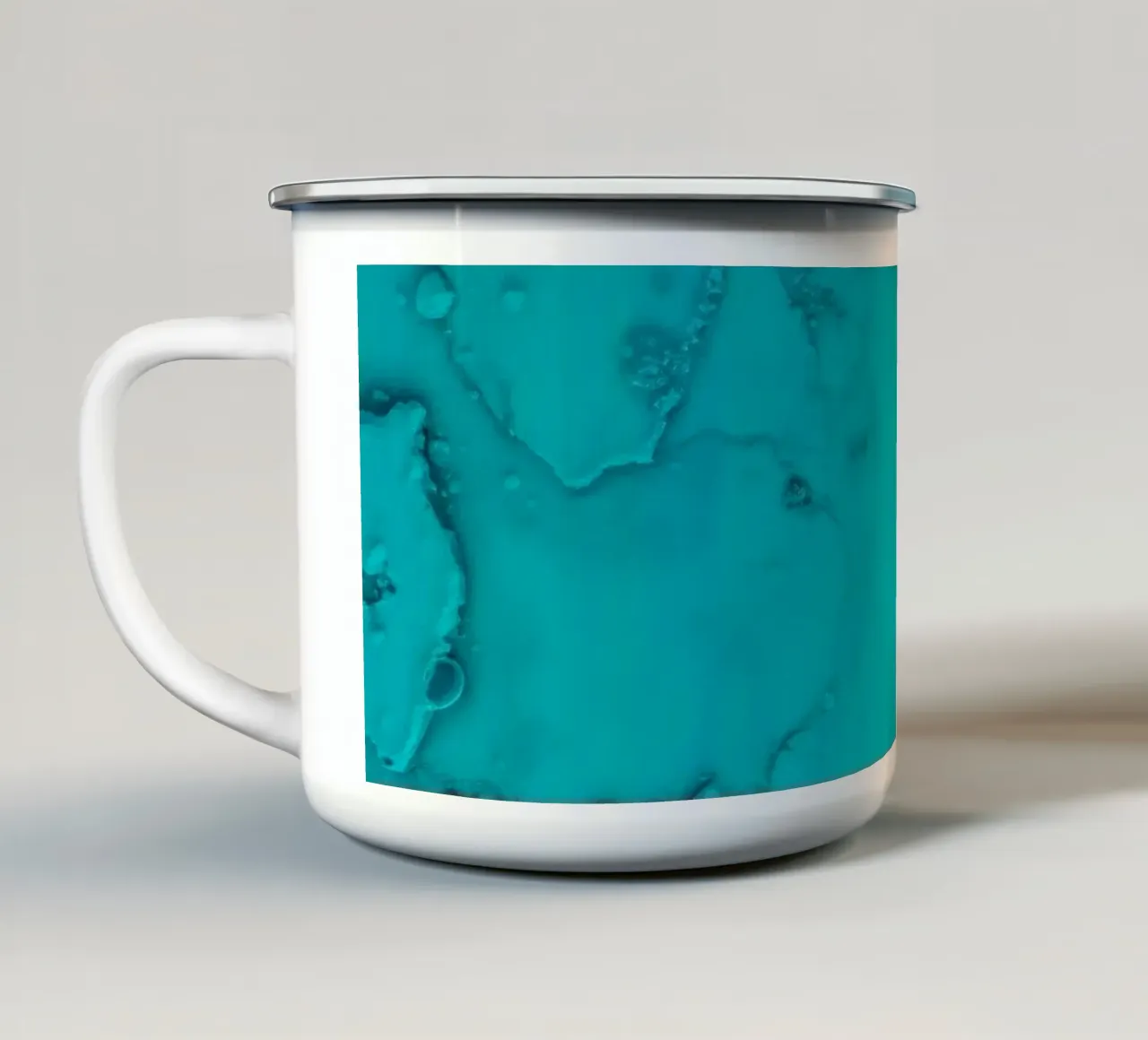 modelli di arte astratta turchese con forme fluide tazza in smalto da DesignDoodle