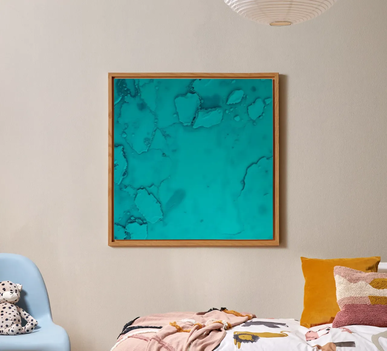 patterns of turquoise abstract art showcasing fluid shapes alu-dibond by DesignDoodle