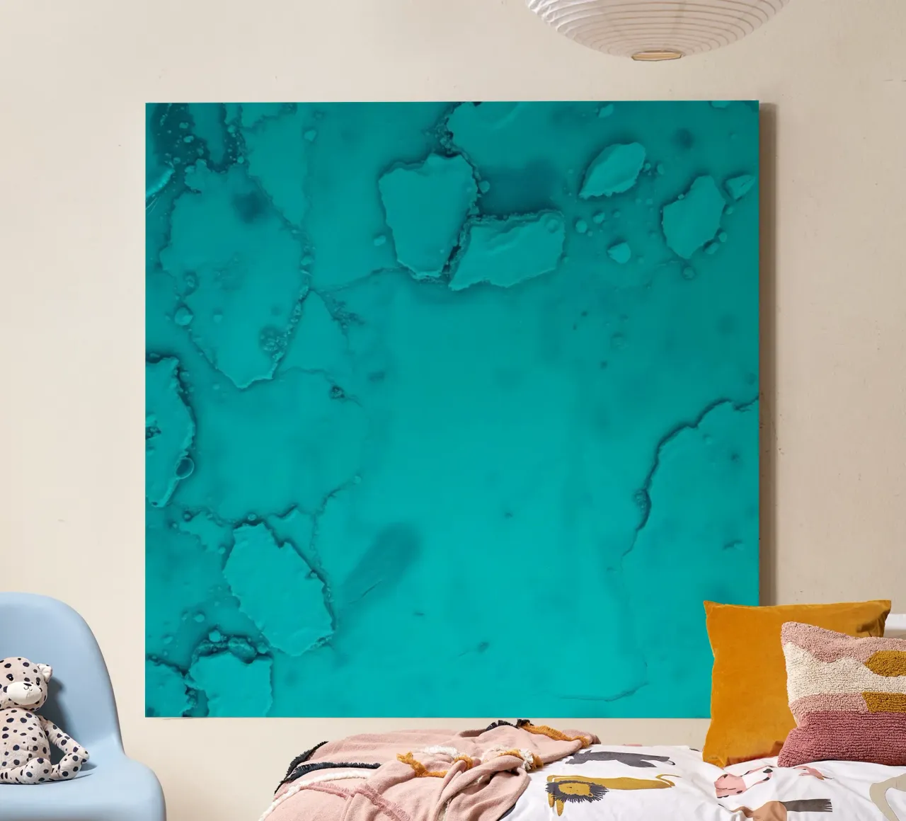 patterns of turquoise abstract art showcasing fluid shapes canvas by DesignDoodle