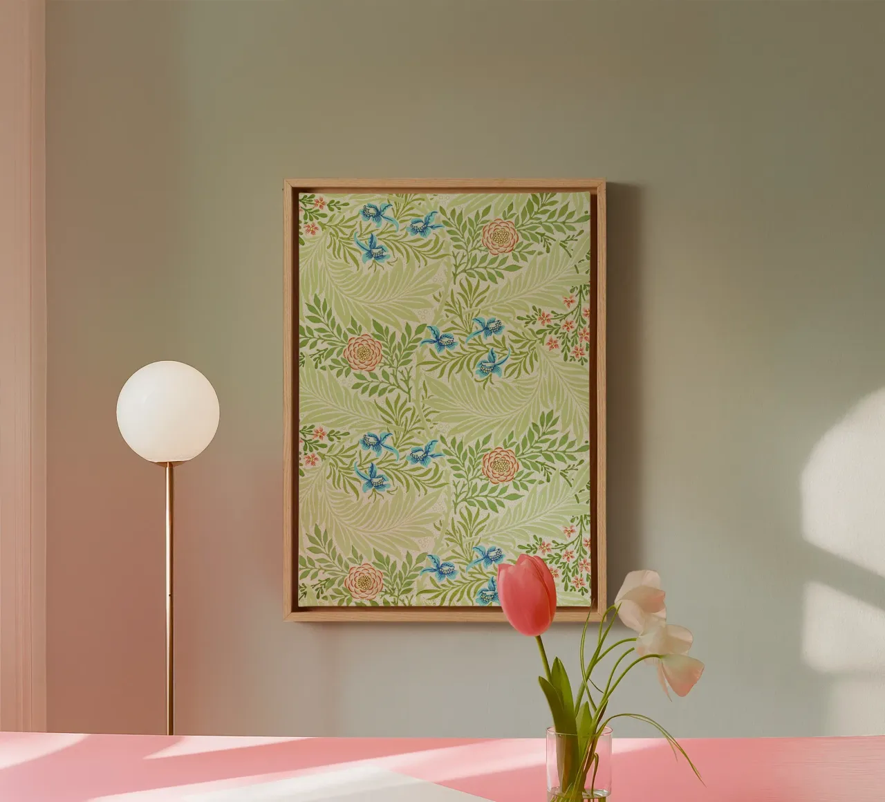 William Morris - Ridderspoor (1874) canvas met Baklijst van Venus Art