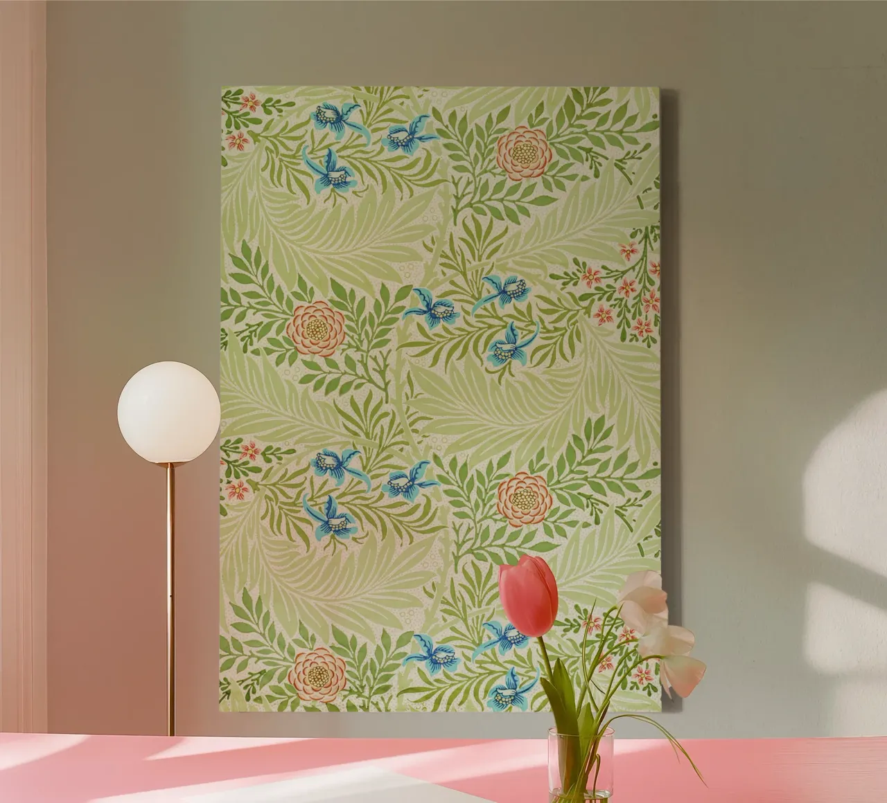 William Morris - Ridderspoor (1874) canvas met Baklijst van Venus Art