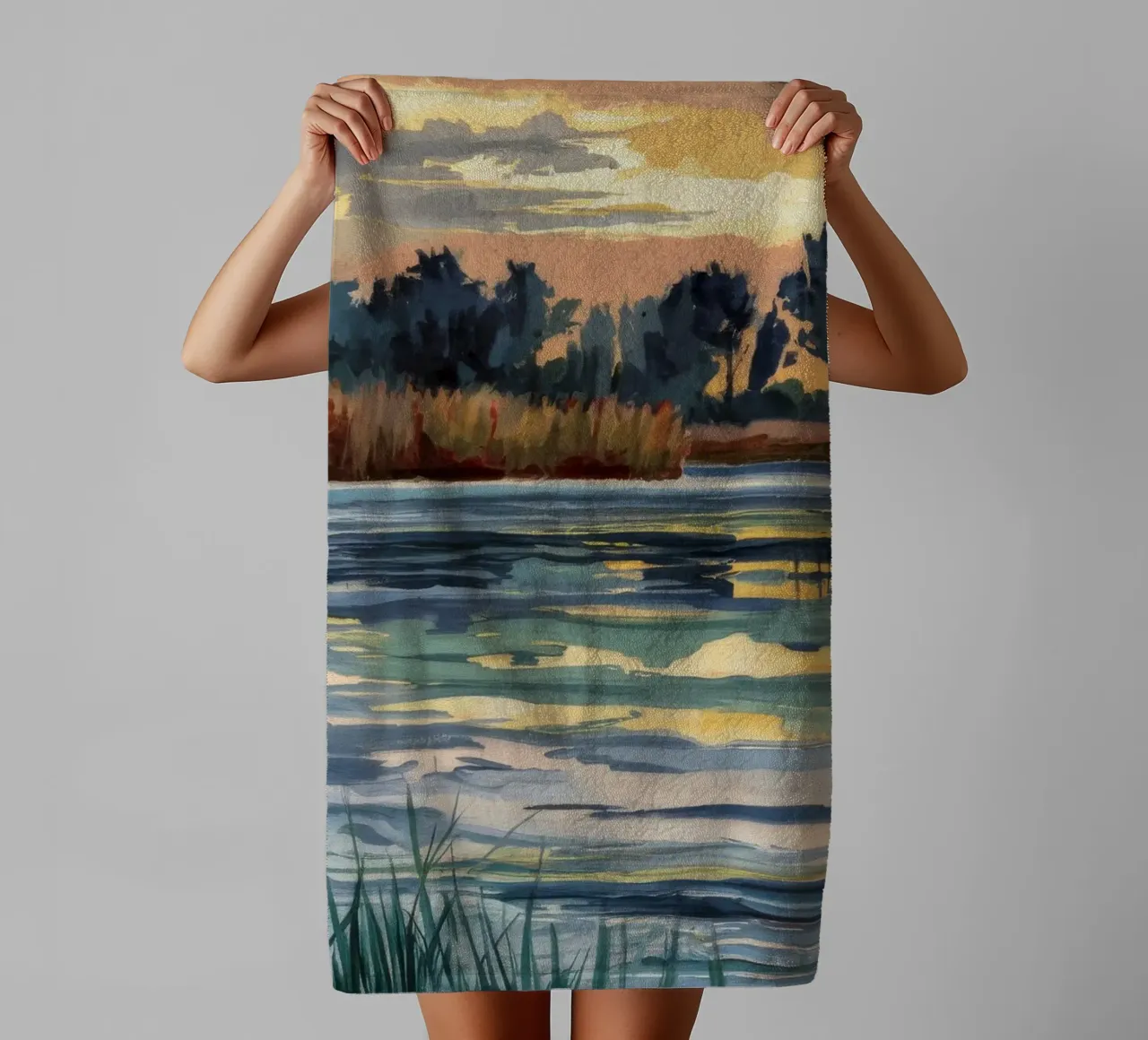Golden Swamp Serenity towel by Obisidian Brush