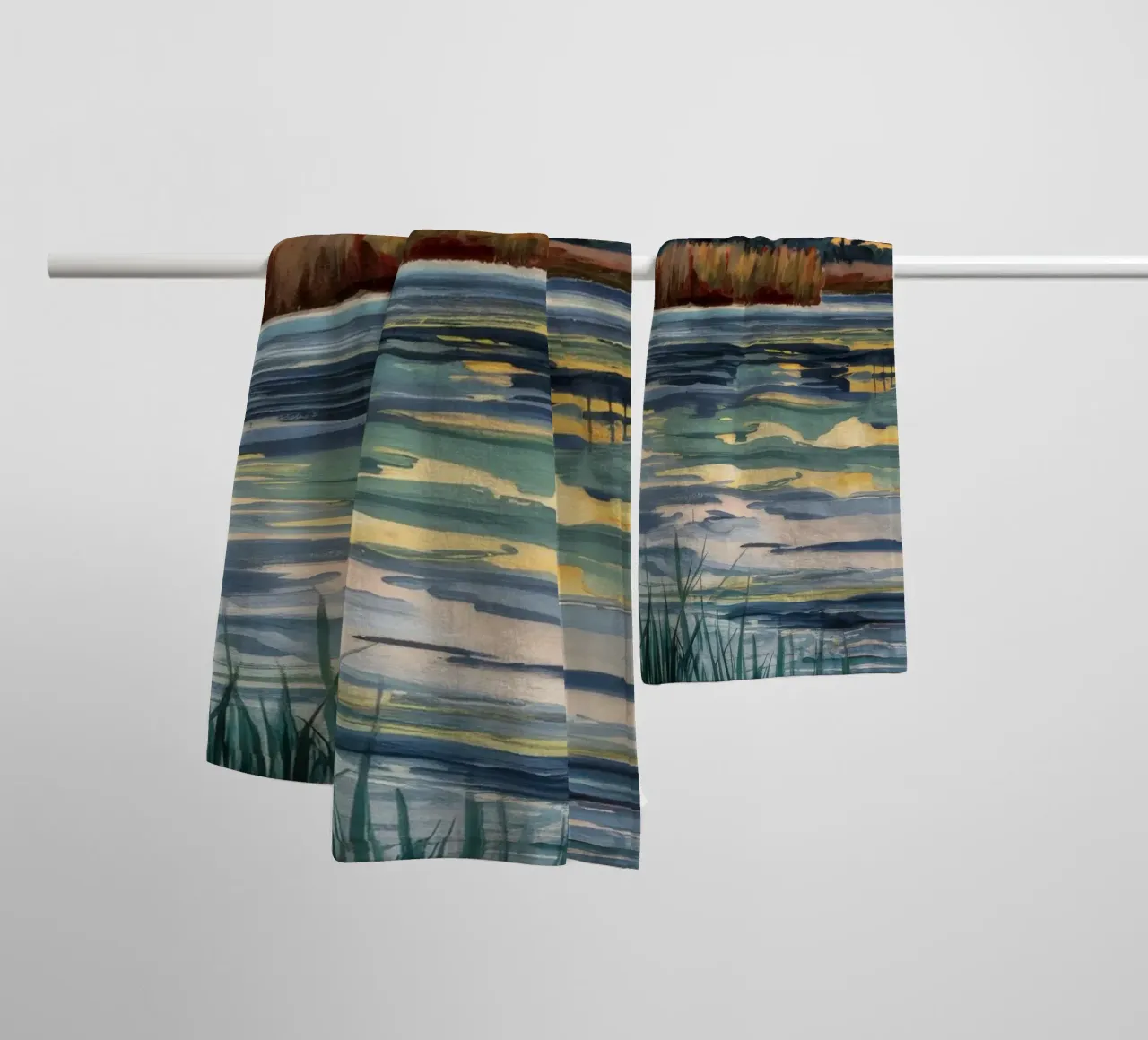 Golden Swamp Serenity towel by Obisidian Brush