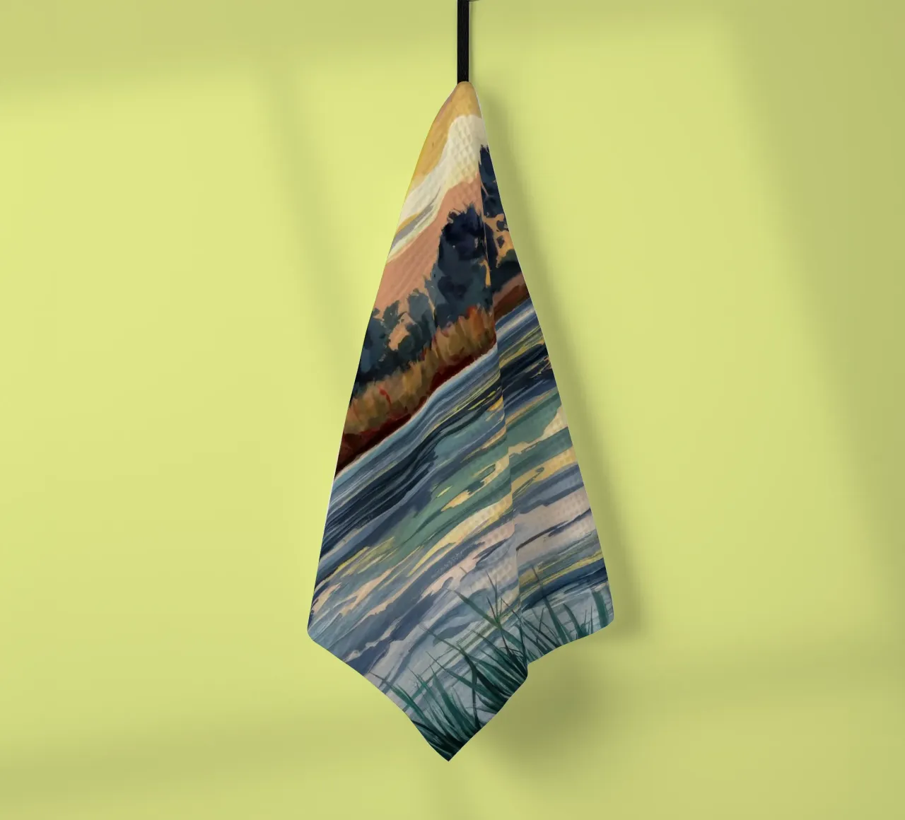 Serenità della palude dorata canovaccio da cucina da Obisidian Brush
