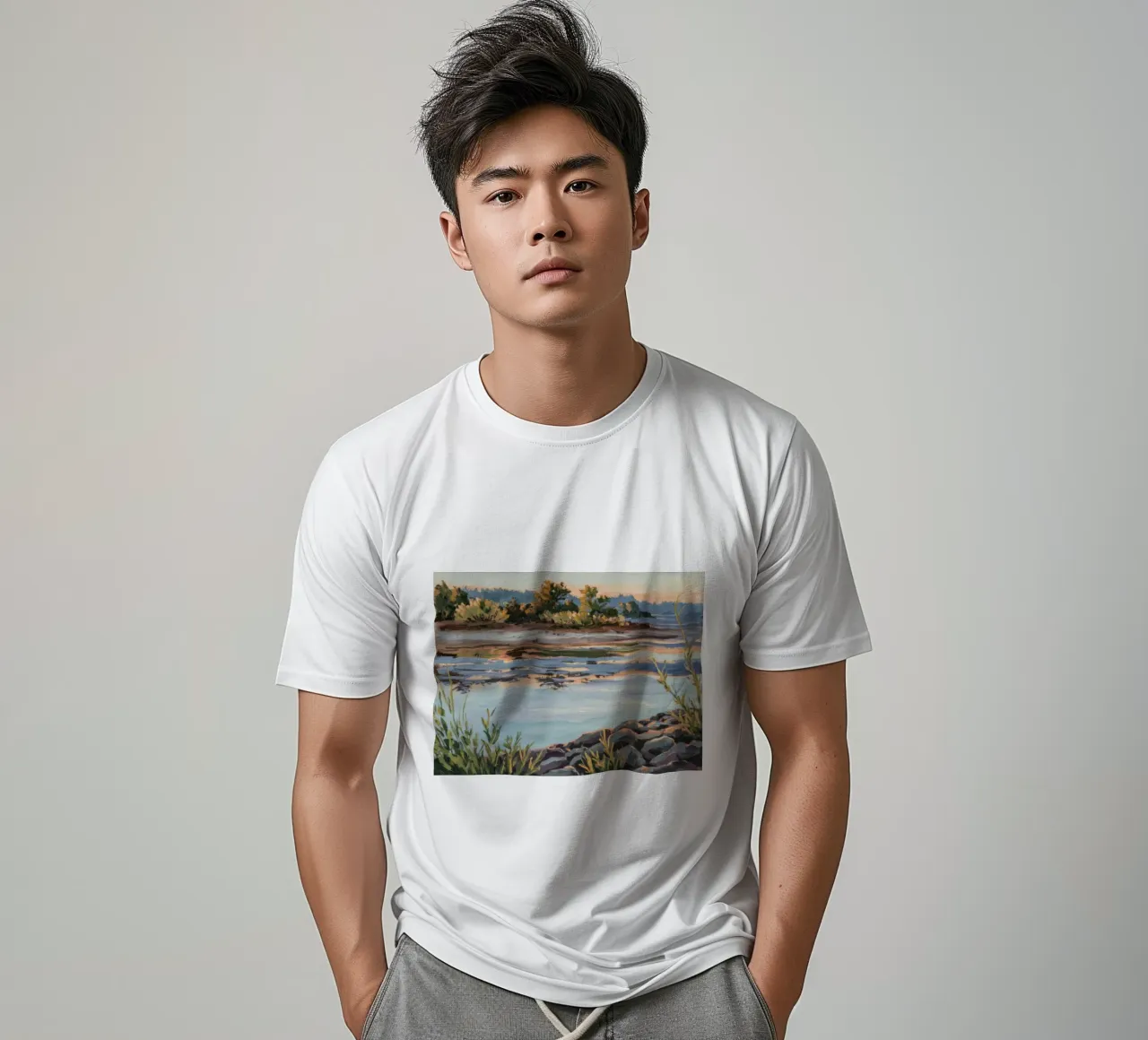 Calma a Stony Shore t-shirt da Obisidian Brush