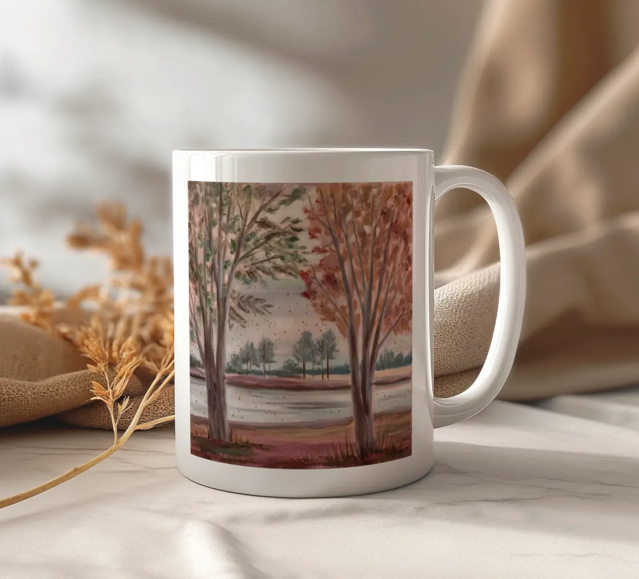 Pioggia d'autunno tazza in ceramica da Obisidian Brush