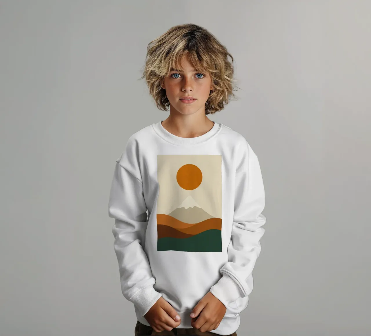 Monte Fuji - Eclipse ocre sudadera para niño de Affiches Soleil & Déco Lumineuse – Sunny