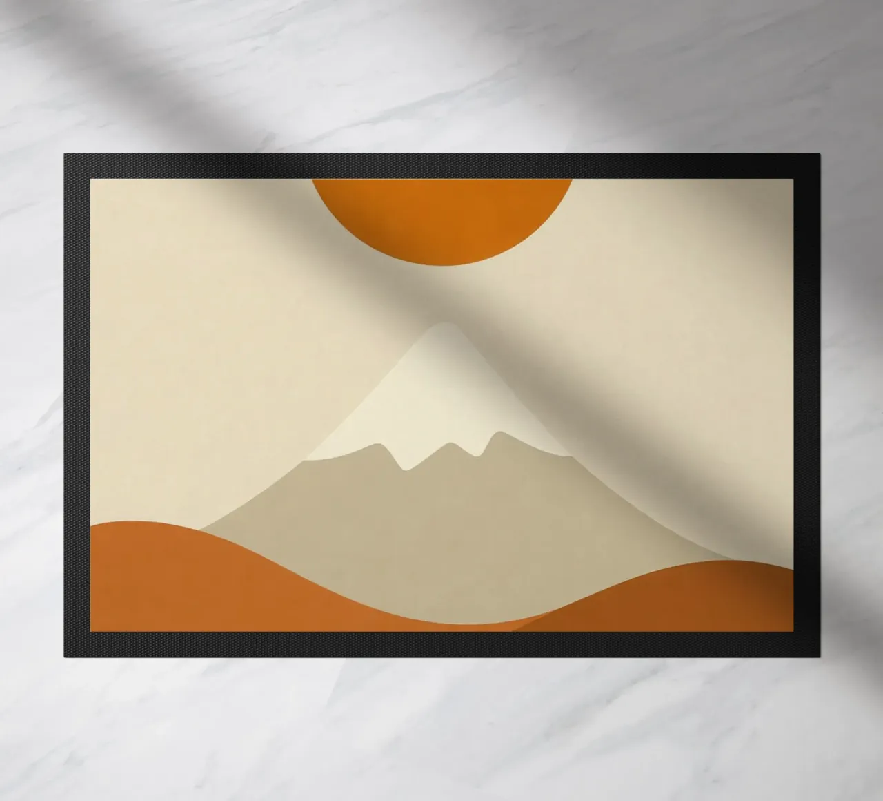 Mount Fuji - Ochre eclipse doormat by Affiches Soleil & Déco Lumineuse – Sunny