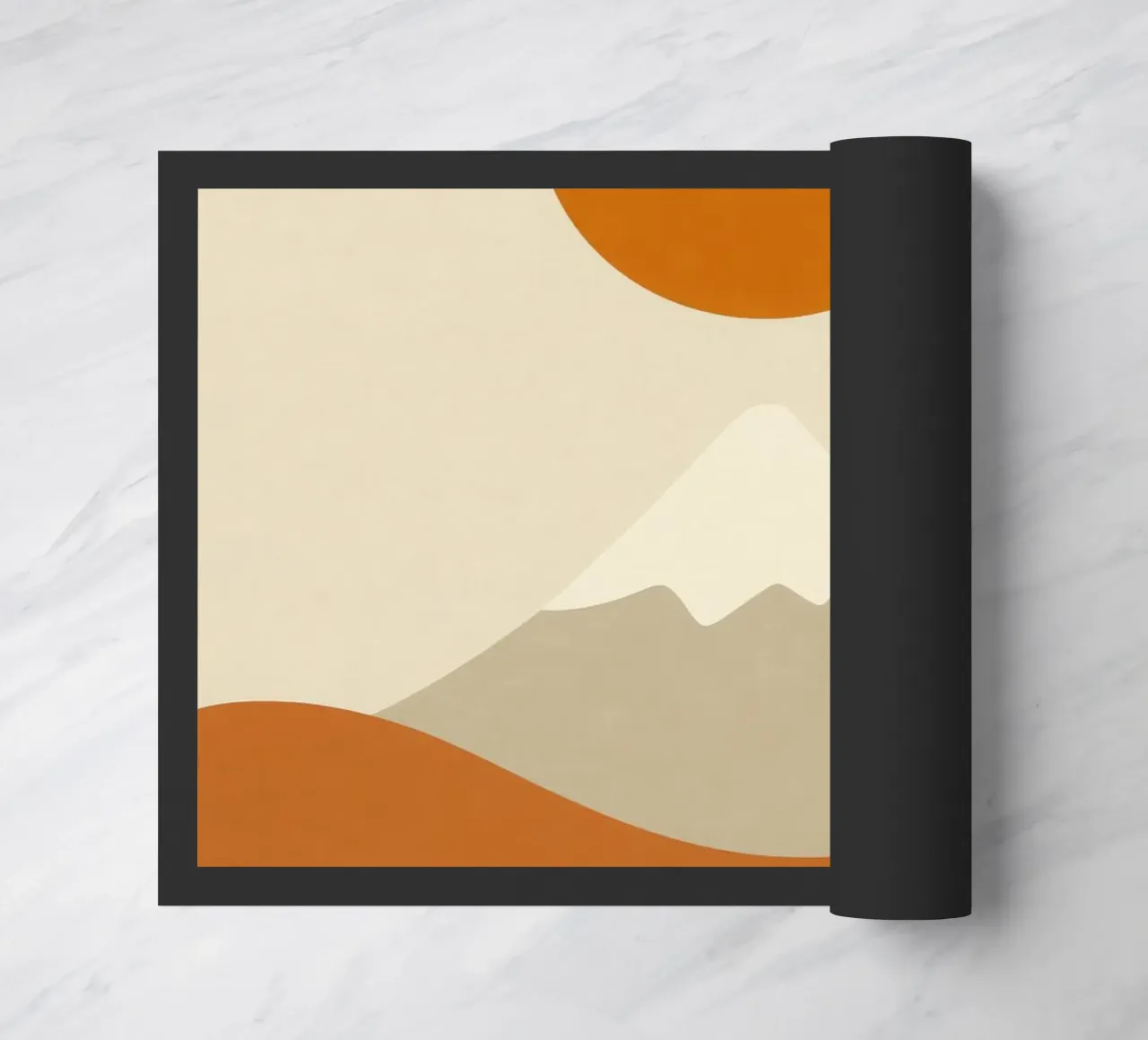 Mount Fuji - Ochre eclipse doormat by Affiches Soleil & Déco Lumineuse – Sunny
