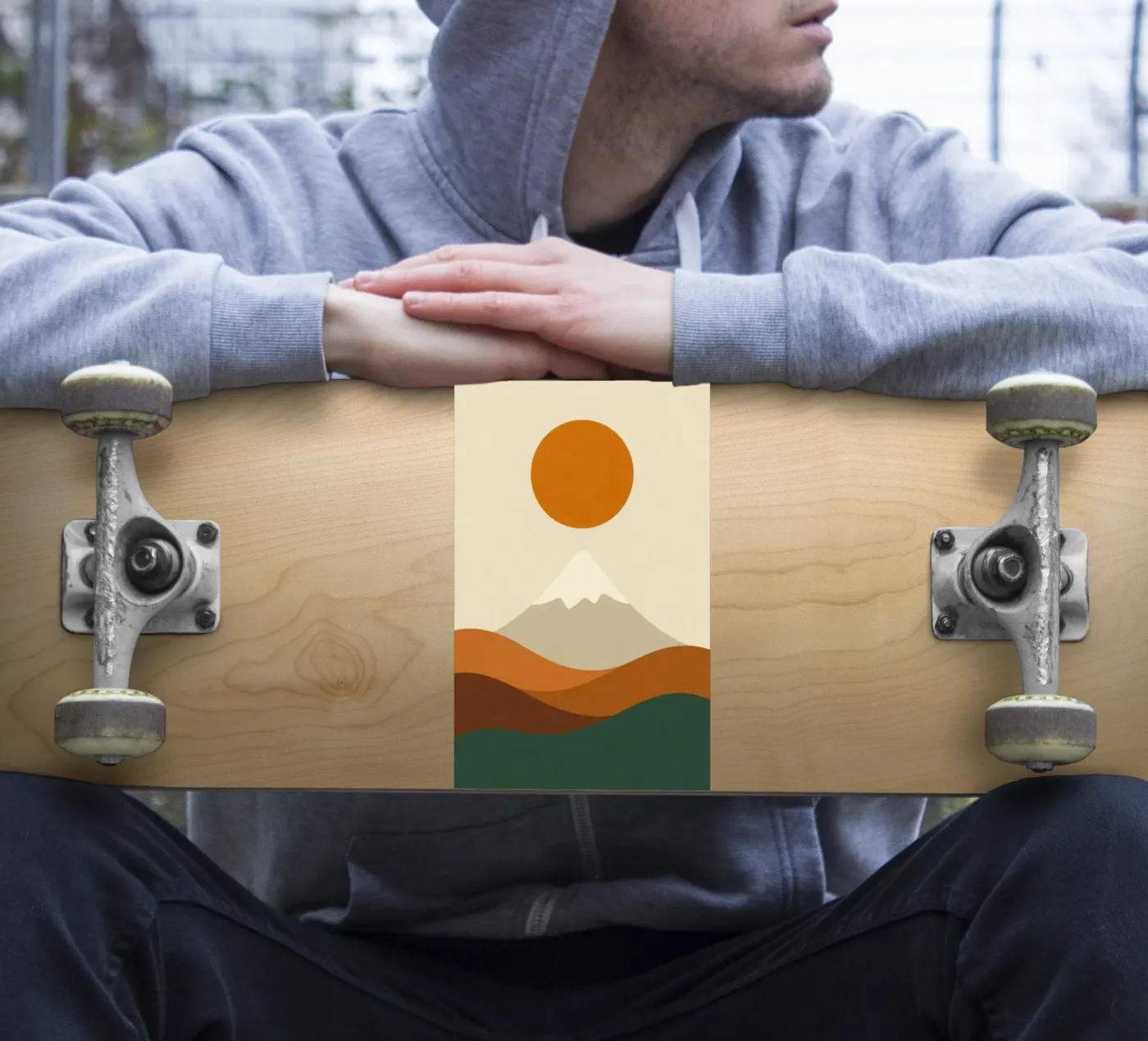 Mount Fuji - Ochre eclipse sticker by Affiches Soleil & Déco Lumineuse – Sunny