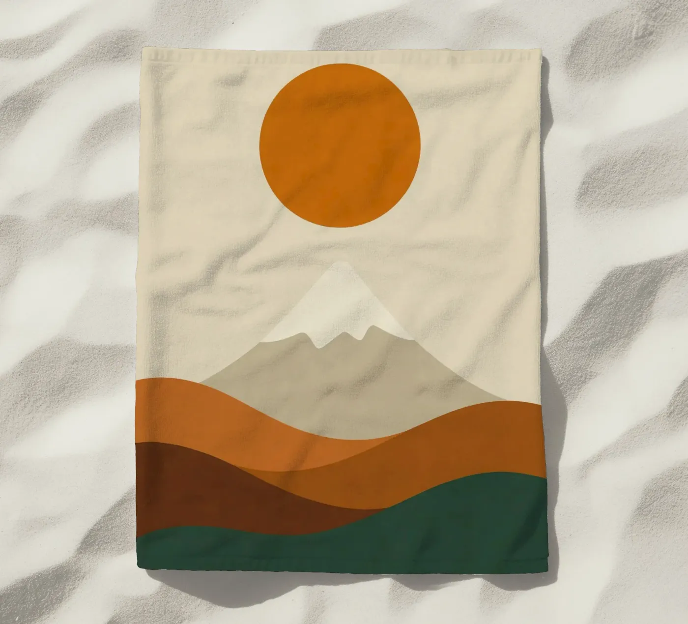 Mount Fuji - Ochre eclipse beach towel by Affiches Soleil & Déco Lumineuse – Sunny