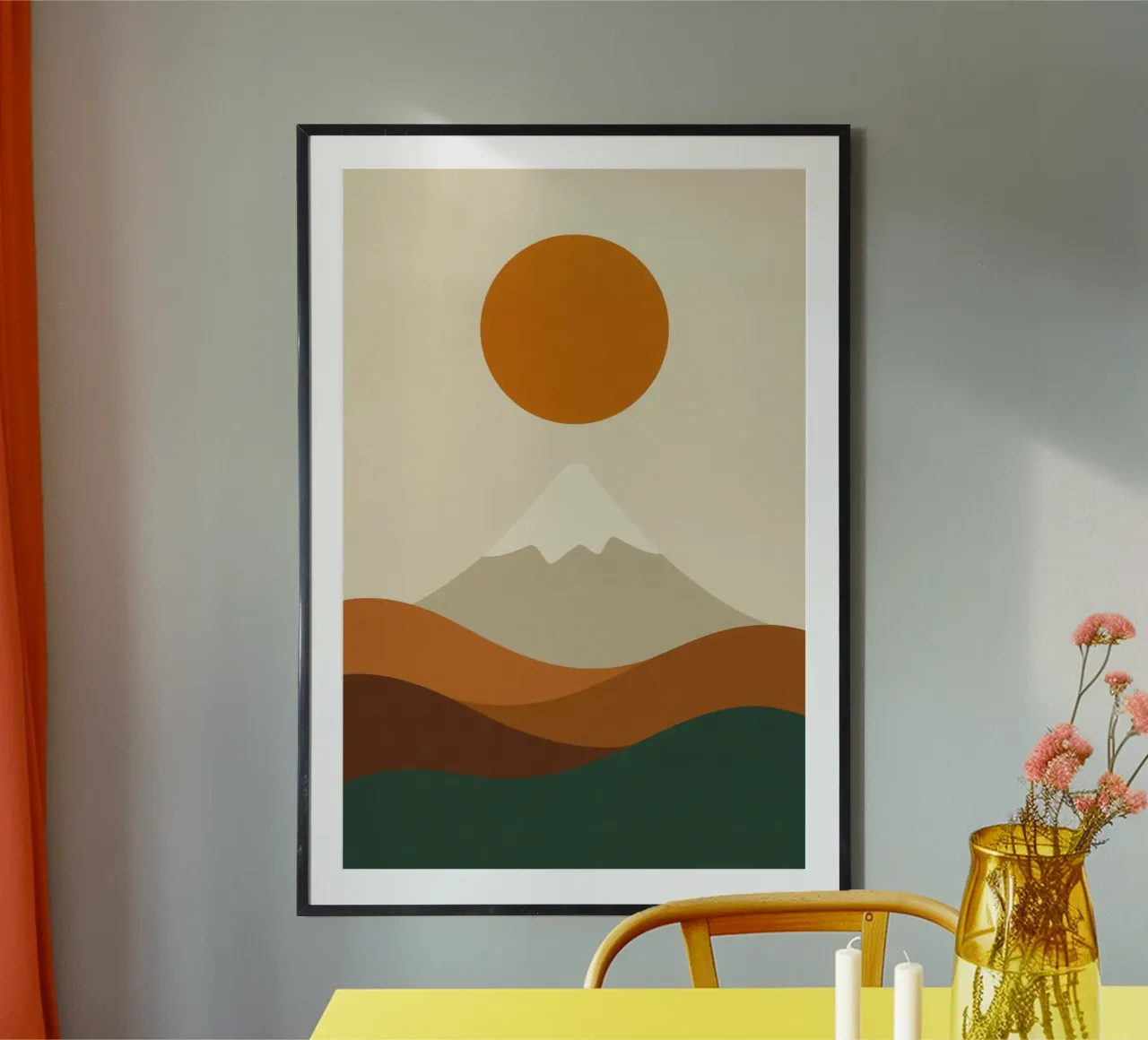 Mount Fuji - Ochre eclipse poster da Affiches Soleil & Déco Lumineuse – Sunny