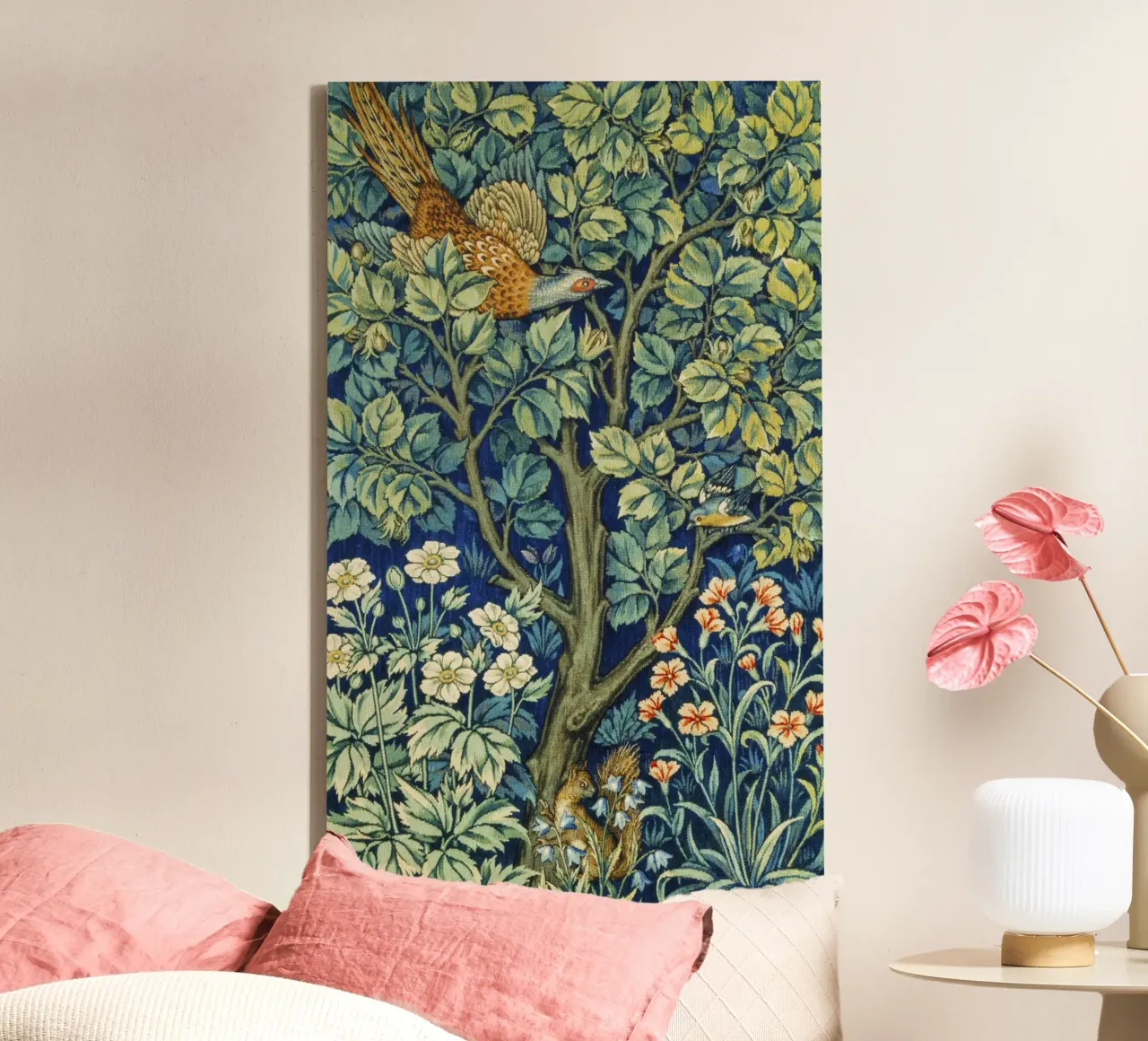 Cock Pheasant (1916) by William Morris and John Henry Dearle canvas with Floater frame by Venus Art
