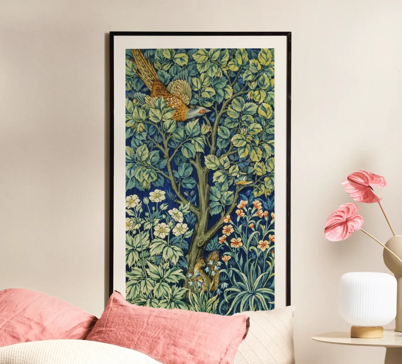 Fagiano (1916) di William Morris e John Henry Dearle poster con telaio in legno da Venus Art