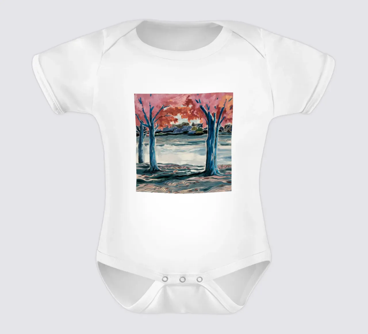 Blauer Baum Umarmung Kurzarm Babybody von Obisidian Brush