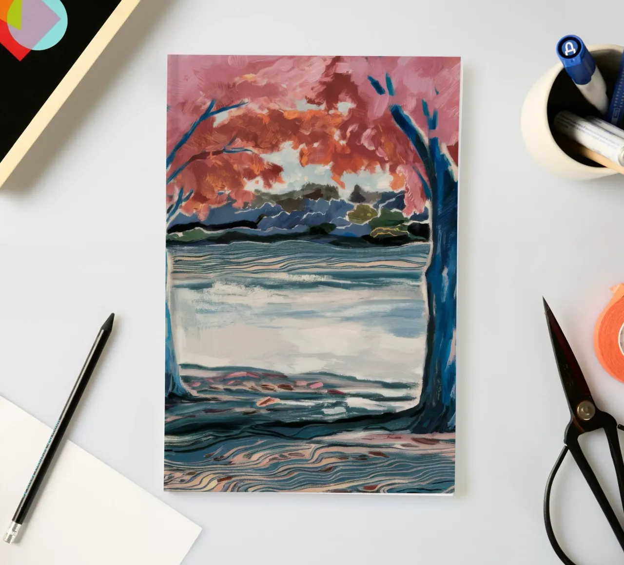 Blue Tree Embrace notebook by Obisidian Brush