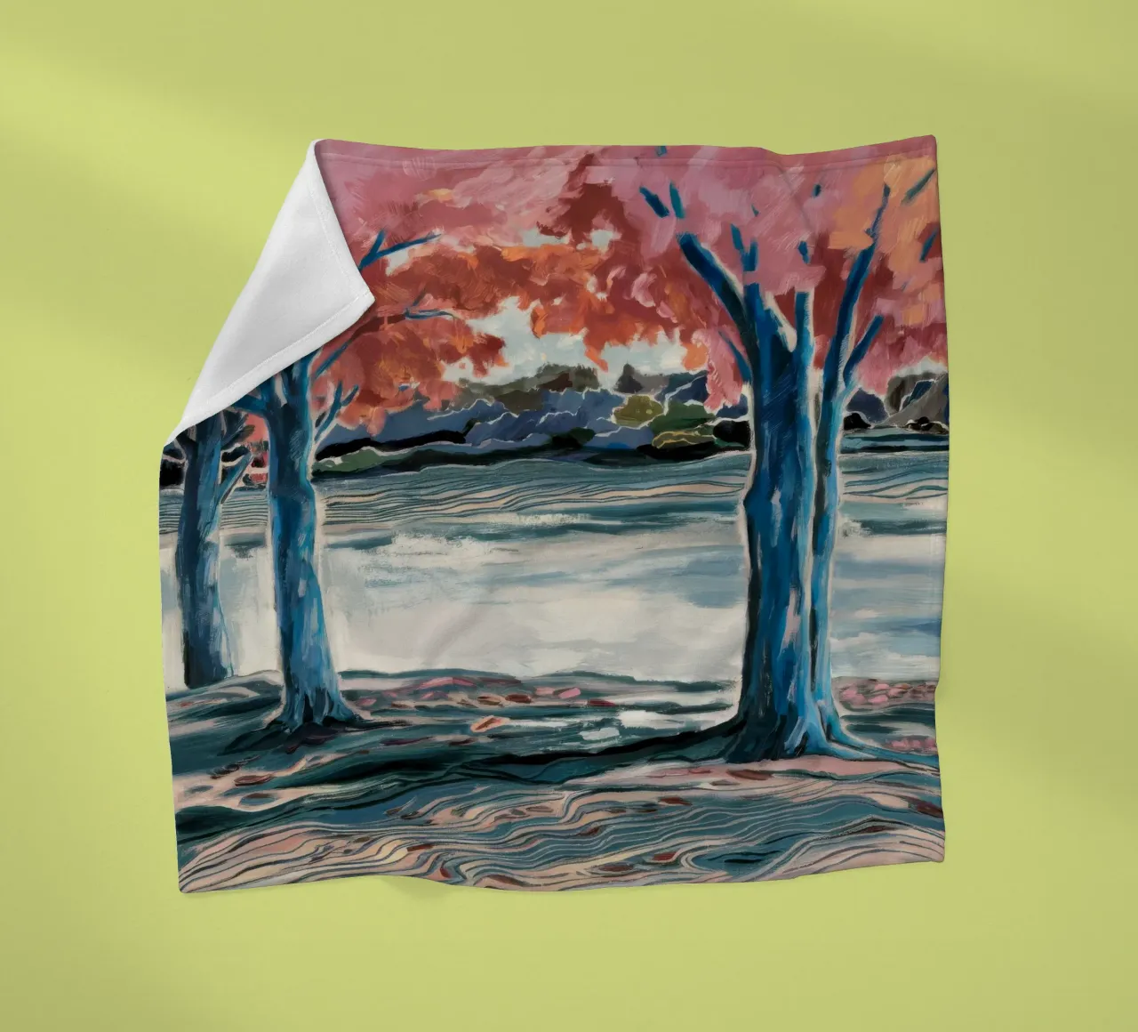 Blauer Baum Umarmung Fleecedecke von Obisidian Brush