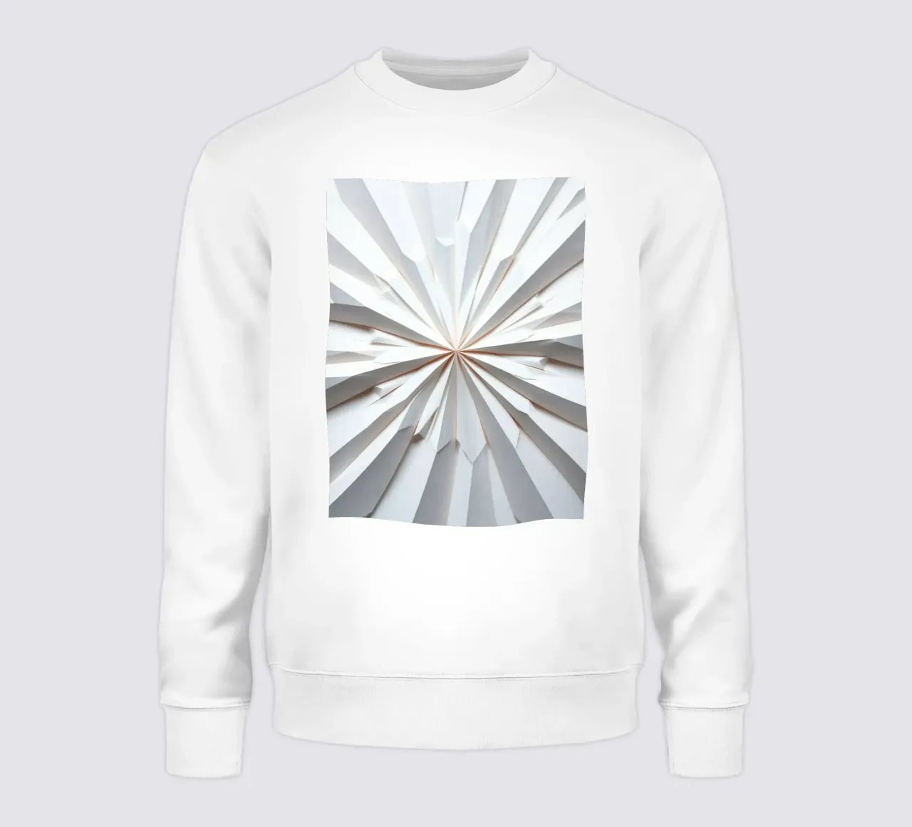 wit papieren ontwerp dat uitstraalt vanuit het midden sweatshirt van DesignDoodle