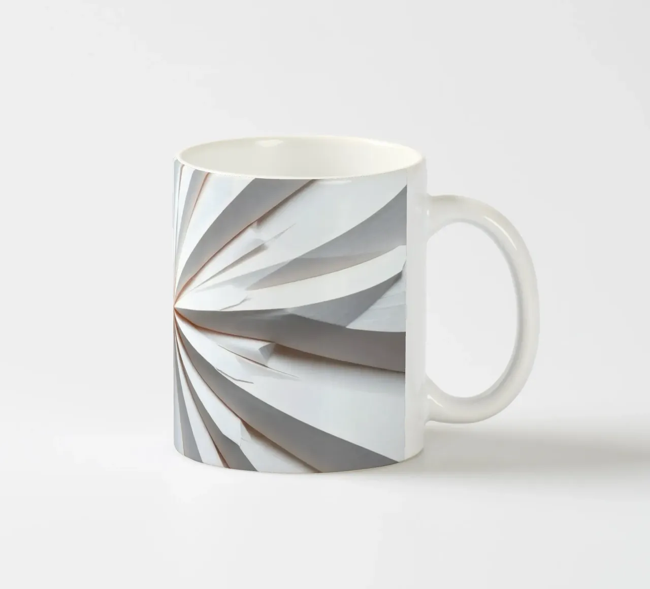 wit papieren ontwerp dat uitstraalt vanuit het midden keramische mok van DesignDoodle