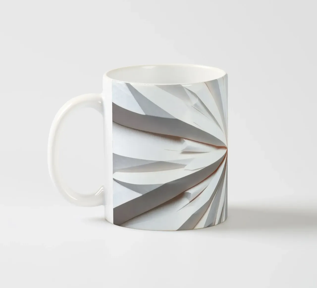 wit papieren ontwerp dat uitstraalt vanuit het midden keramische mok van DesignDoodle