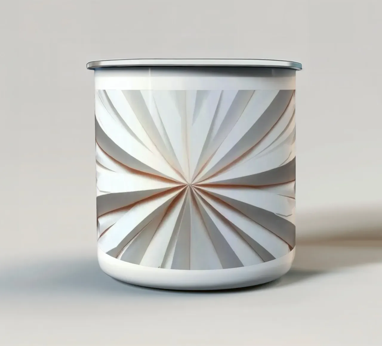 wit papieren ontwerp dat uitstraalt vanuit het midden emaille mok van DesignDoodle