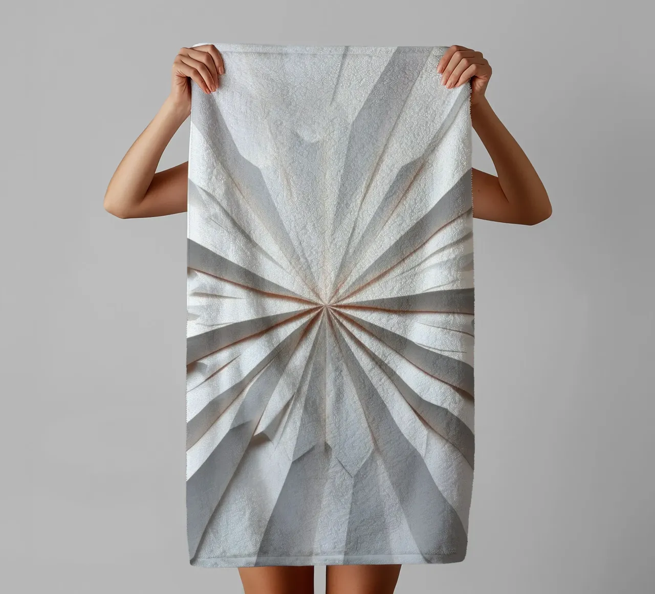 wit papieren ontwerp dat uitstraalt vanuit het midden badhanddoek van DesignDoodle