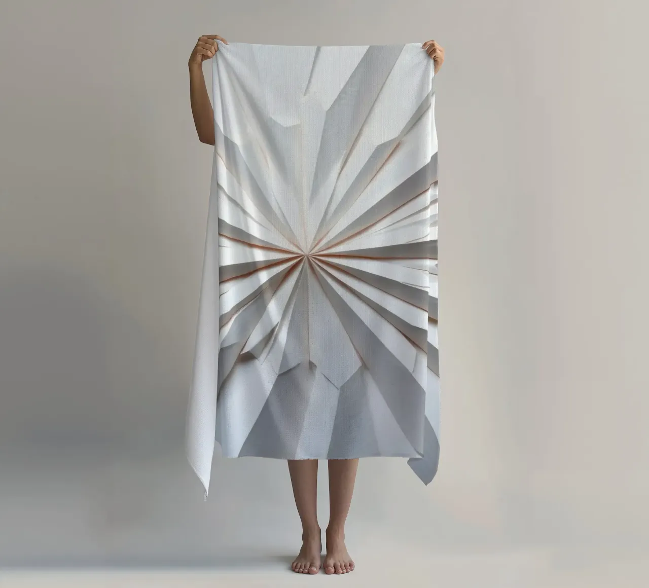 wit papieren ontwerp dat uitstraalt vanuit het midden strandhanddoek van DesignDoodle