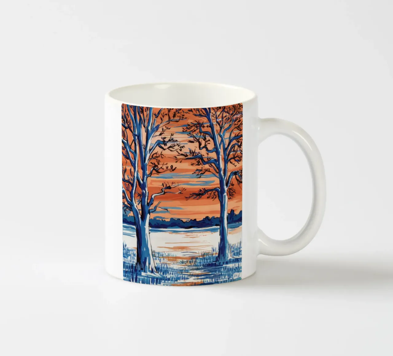 Fiery Mirror Still ceramic mug by Obisidian Brush