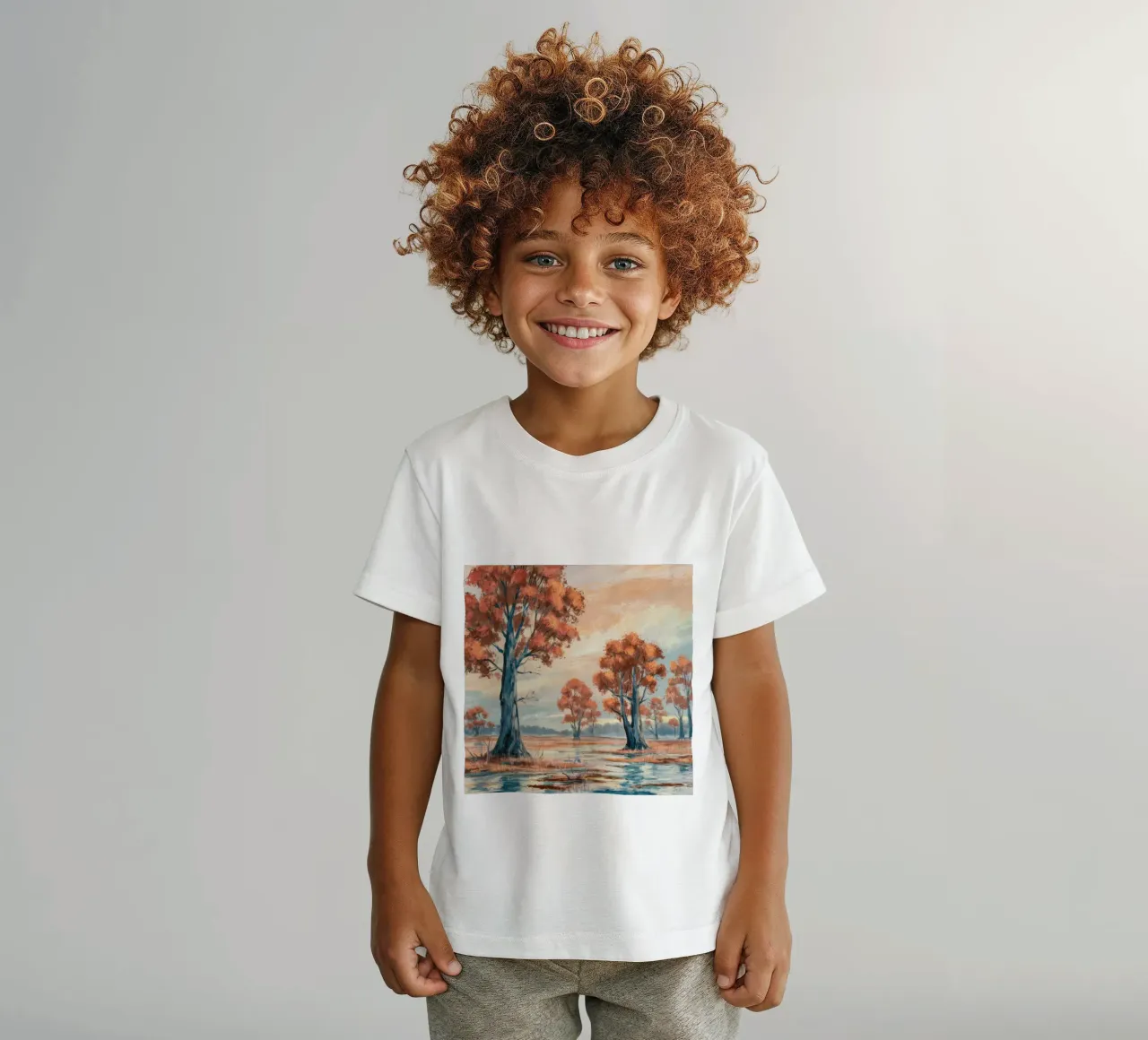 Boschi di luce ambrata t-shirt bambini da Obisidian Brush