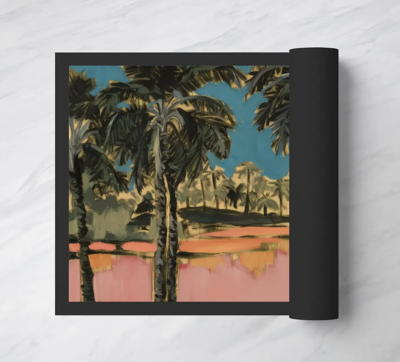 Palm Field Dusk doormat by Obisidian Brush