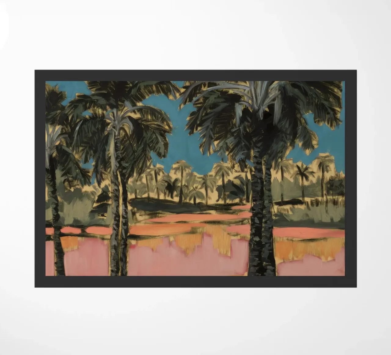 Palm Field Dusk doormat by Obisidian Brush