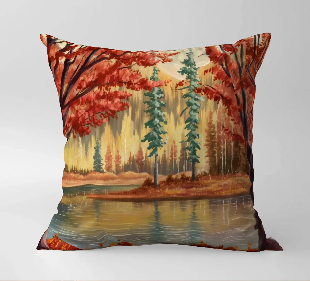 Riflessione autunnale Calma cuscino da Obisidian Brush