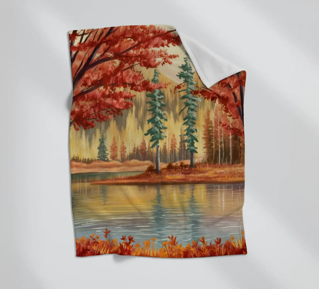 Riflessione autunnale Calma coperta in pile da Obisidian Brush