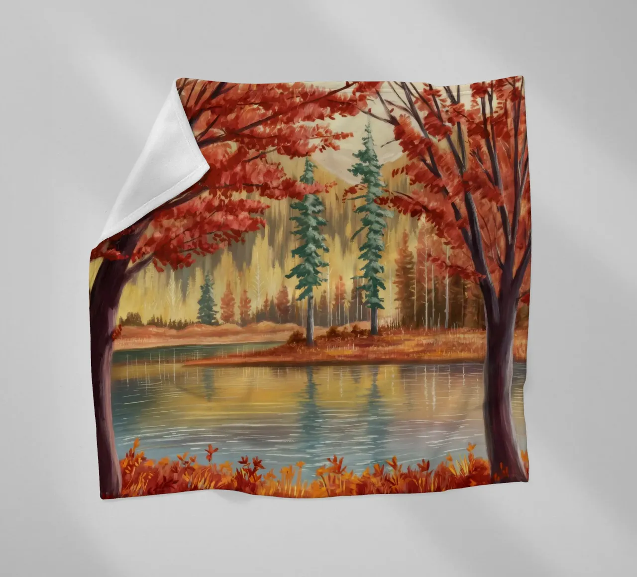 Riflessione autunnale Calma coperta in pile da Obisidian Brush