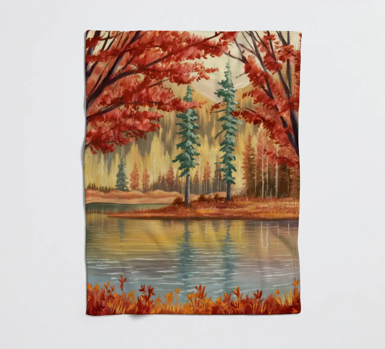 Riflessione autunnale Calma coperta in pile da Obisidian Brush