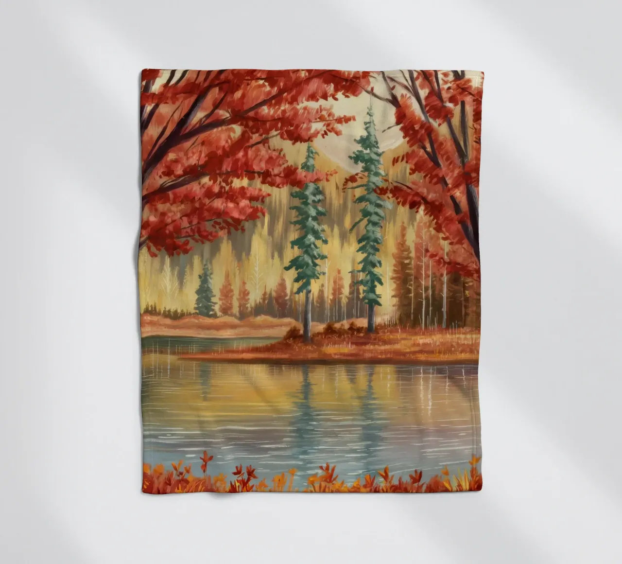 Riflessione autunnale Calma coperta in pile da Obisidian Brush