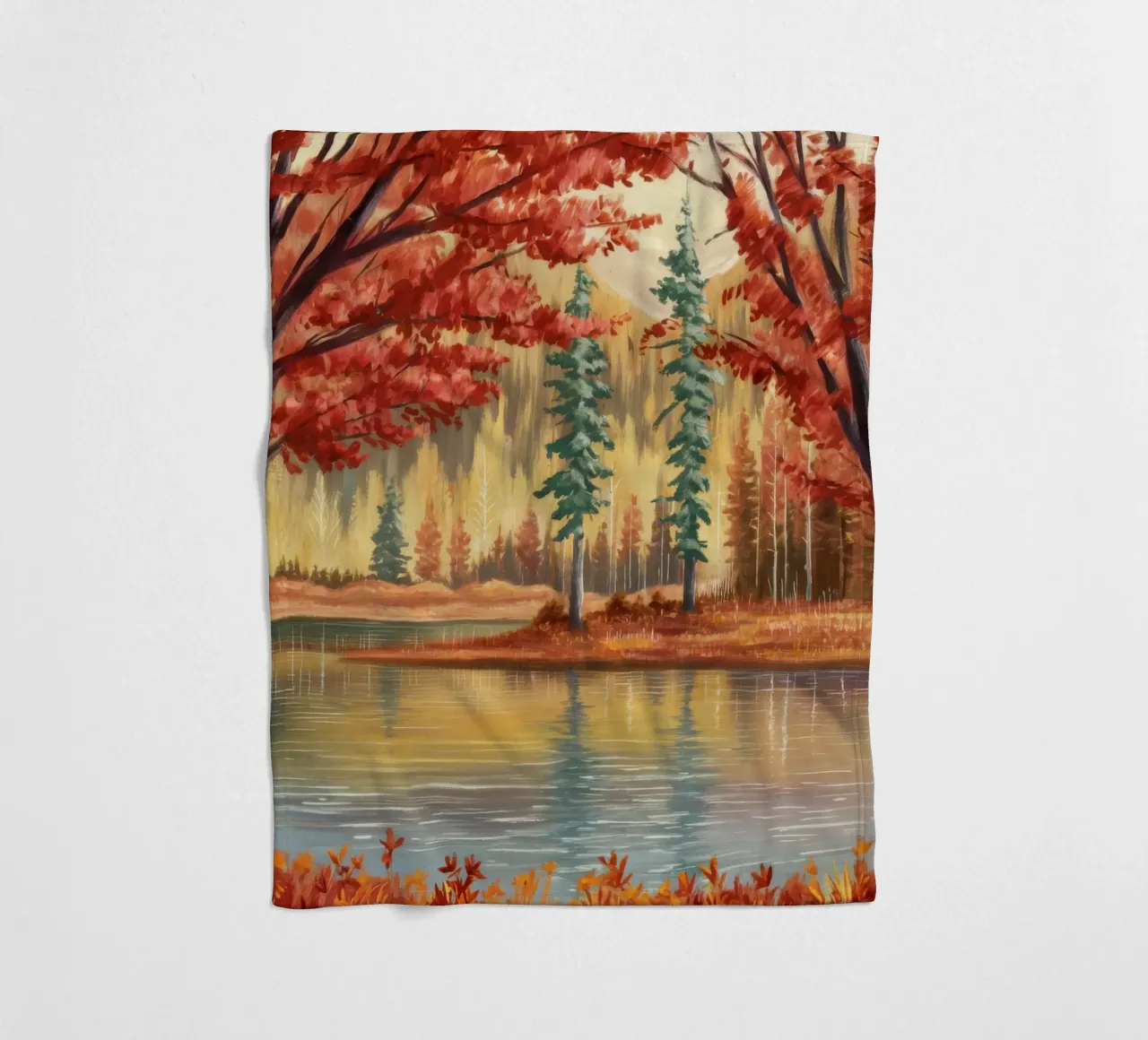 Riflessione autunnale Calma coperta in pile da Obisidian Brush